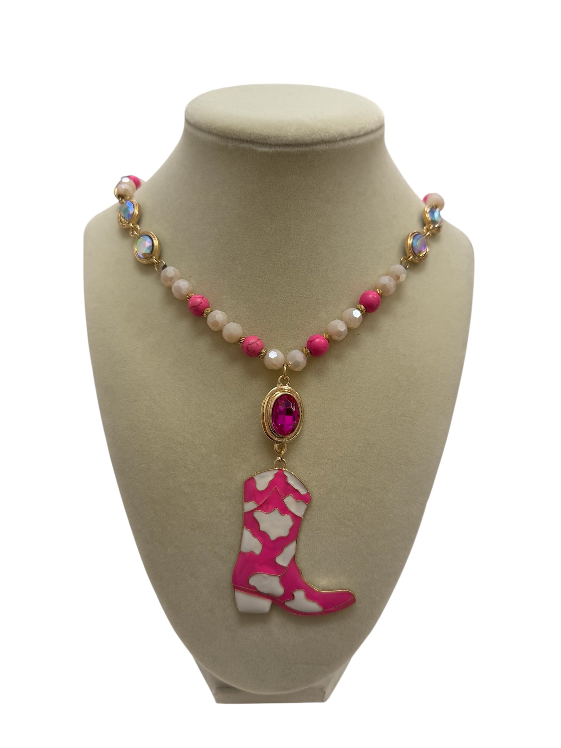 Pink Boot Necklace